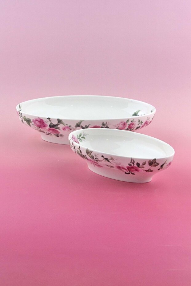 Pink Ivy Rose 2 Size Porcelain Deep Boat Plate