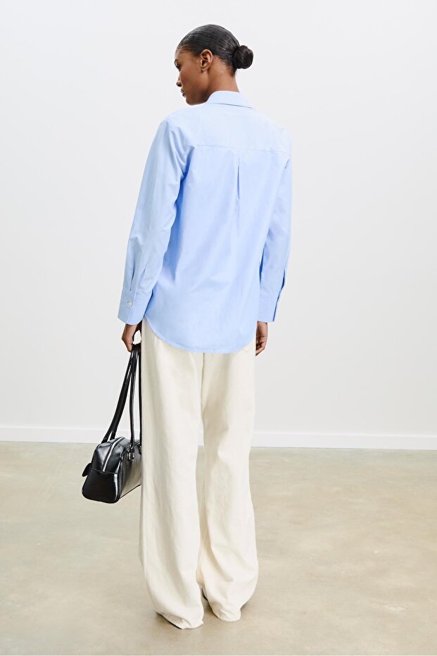 Basic poplin cepli gömlek - 5