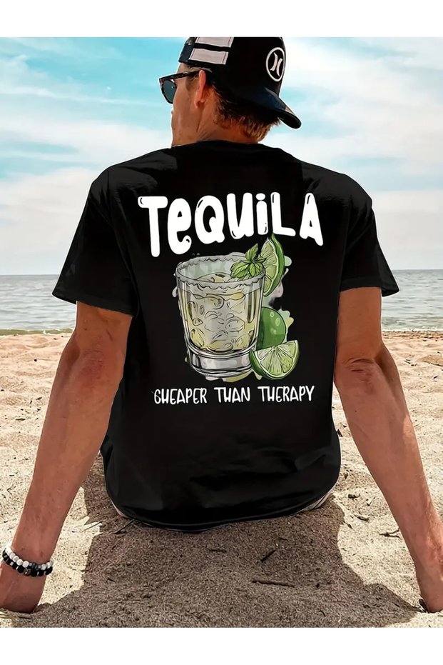 Tequila Back and Front Printed Oversize T-Shirt