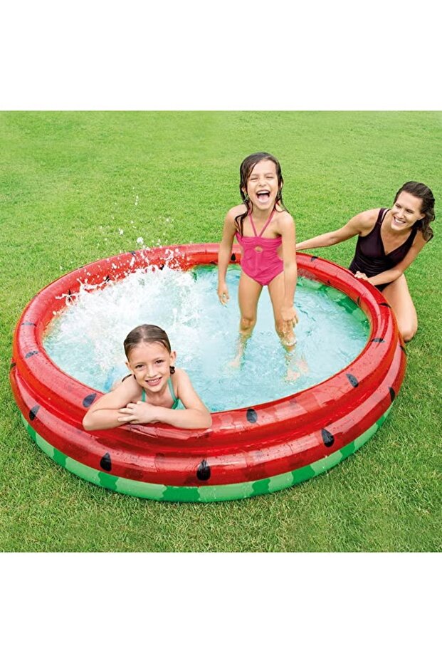 مسبح قابل للنفخ على شكل بطيخ - ٣ حلقات، ١٦٨×٣٨ سم - 3