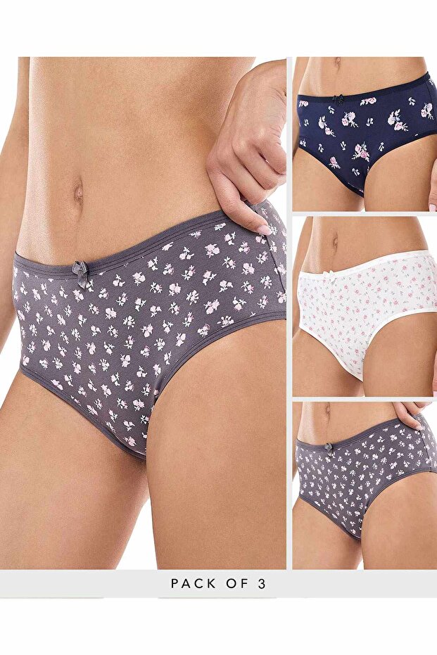 3 Pack Printed Hipster Briefs