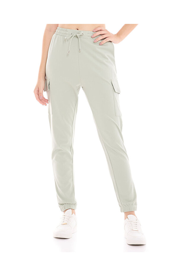 Solid Cargo Joggers with Drawstring Waist - 2