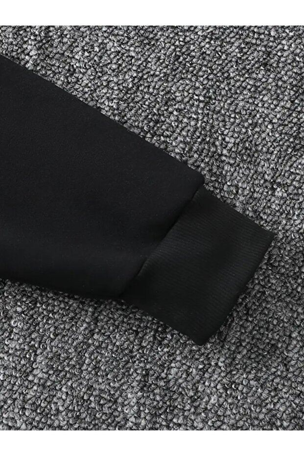 Labubu Baskılı Oversize Fermuarlı Siyah Unisex Kapüşonlu Hırka - 4