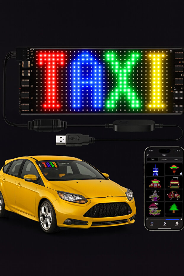 RGB Programlanabilir LED Yazı Tabelası 60cm Mobil Uygulama ve Uzaktan Kumanda Kontrollü 16x96 - 3