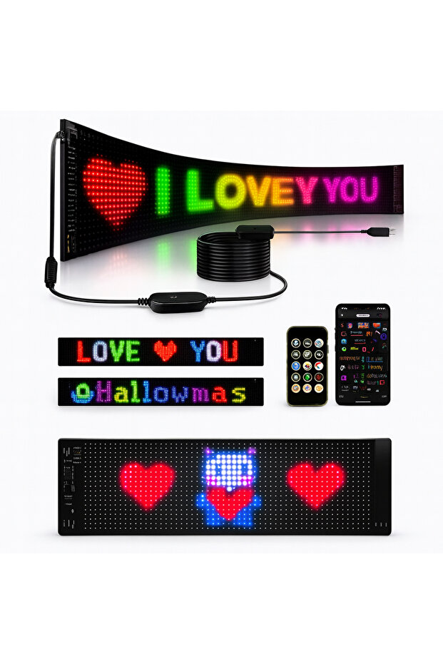 RGB Programlanabilir LED Yazı Tabelası 60cm Mobil Uygulama ve Uzaktan Kumanda Kontrollü 16x96 - 4