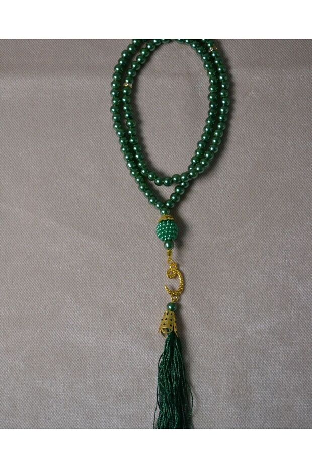 Vavlı 99 Pearl Prayer Beads – Colorful Beaded Prayer Beads with Stylish Tassels 5 Pieces Green