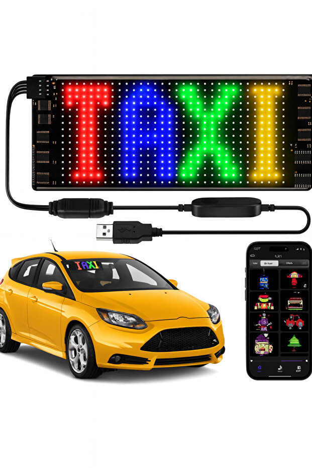 RGB Programlanabilir LED Yazı Tabelası 60cm Mobil Uygulama ve Uzaktan Kumanda Kontrollü 16x96 - 6