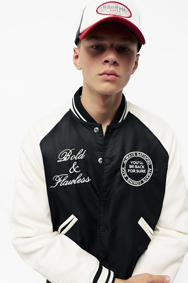 İşlemeli kolej bomber ceket - 3