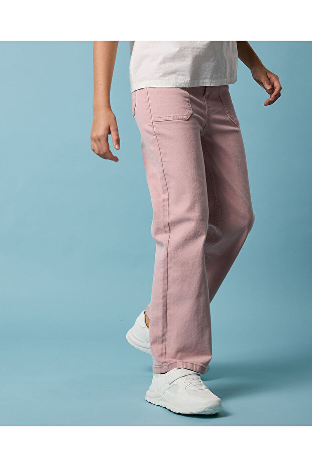 Solid Bootcut Pants with Button Closure - 2