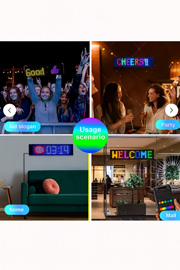 RGB Programlanabilir LED Yazı Tabelası 60cm Mobil Uygulama ve Uzaktan Kumanda Kontrollü 16x96 - 7