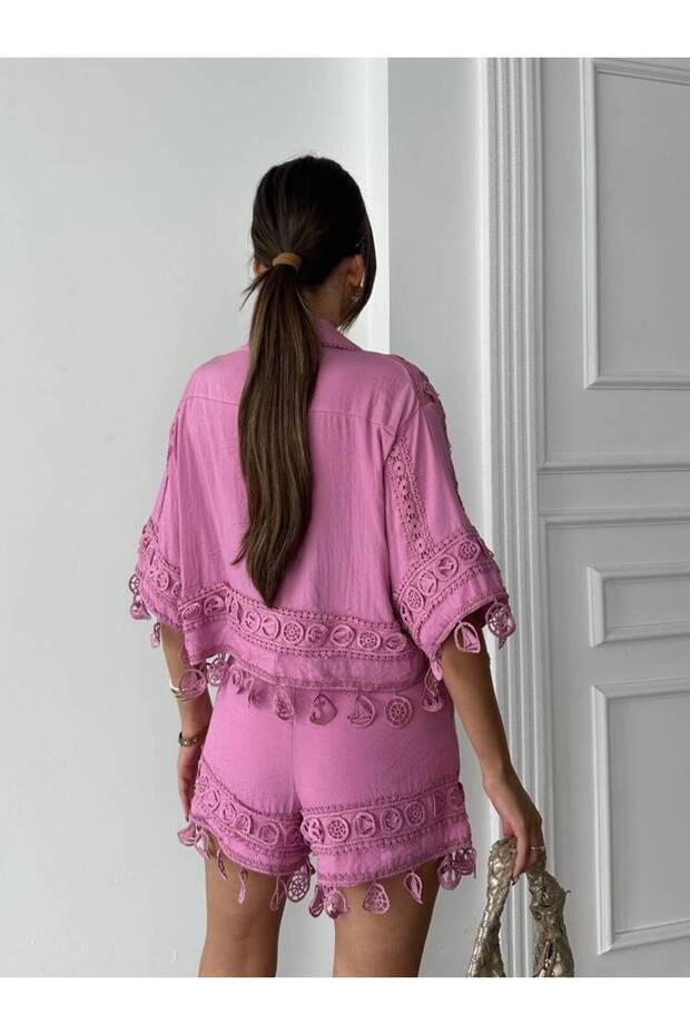 PRİMROSE Gömlek - Şort Takım 2224 - Pembe - 2