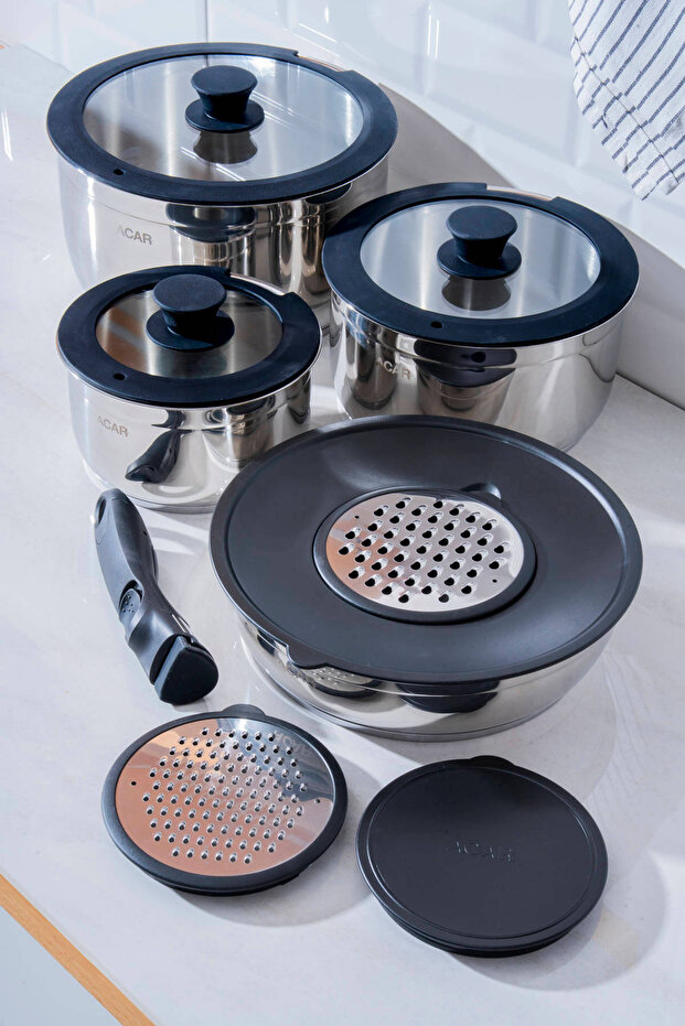 Mars 12 Parça Çelik Tencere Seti - 1