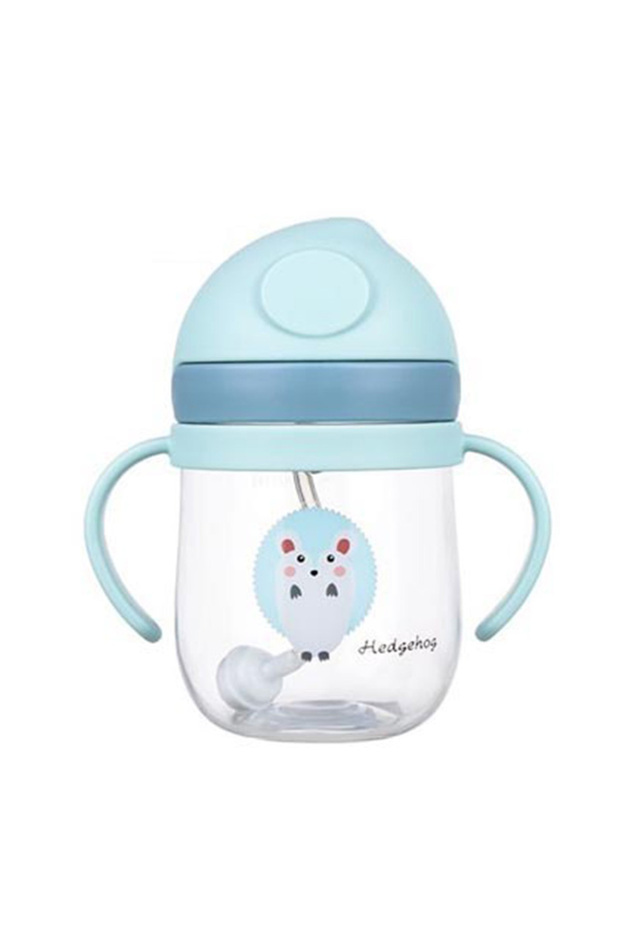 Blue MAMIJOY BY01 250ML Kids Water Sippy Cup Baby Feeding Cup with Straws Leakproof Water Bottle Ou