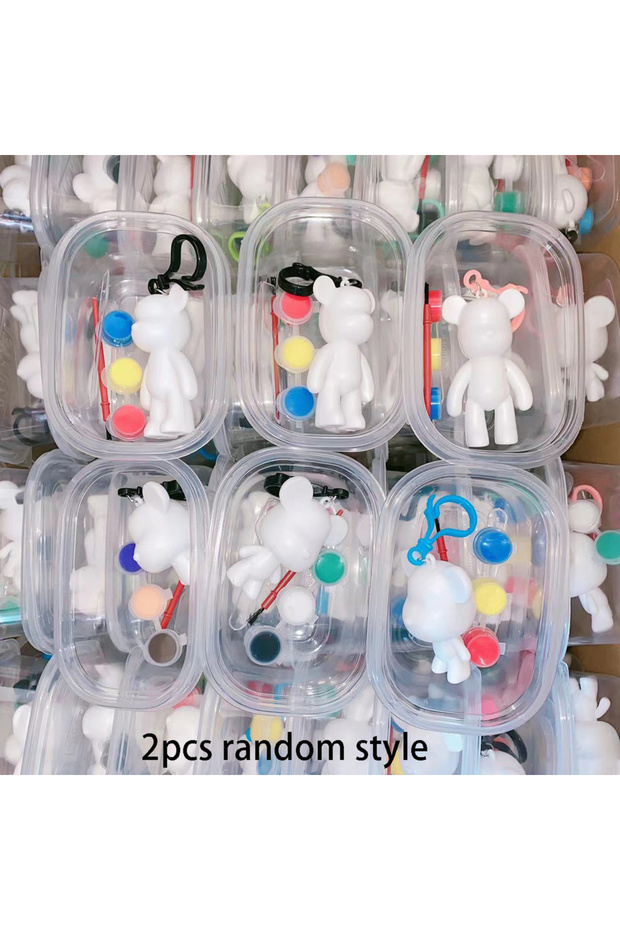 2pcs Bview Art Random 2/4pcs Kids DIY Craft Kit, Fluid Bear Doodle Art Toy, Violent Bear Figurine Ke