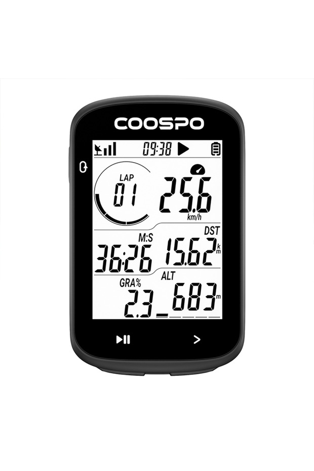 CS300 COOSPO CS300 جهاز كمبيوتر لاسلكي للدراجات مزود بنظام تحديد المواقع العالمي (GPS) وعداد سرعة ومسافة 2.6 بوصة وبلوتوث ANT+ IPX7
