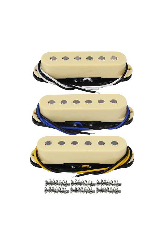 FLEOR 3PCS Flat Top Pole Pieces Vintage Alnico 5 Single Coil Pickups Guitar Pickups 50/50/52mm Se...