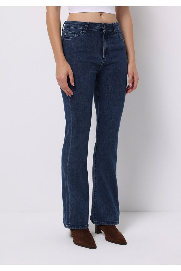 Regular Fit Orta Bel Bootcut Kadın Koyu İndigo Jean Pantolon - 4