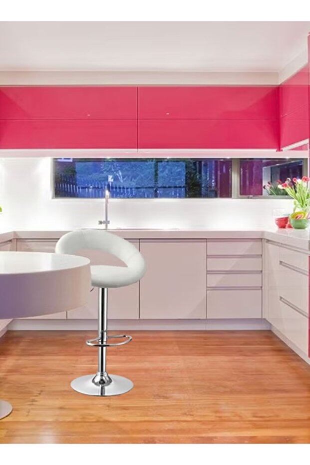 كرسي بار قابل للتعديل – أبيض (49×49×70 سم) - 2