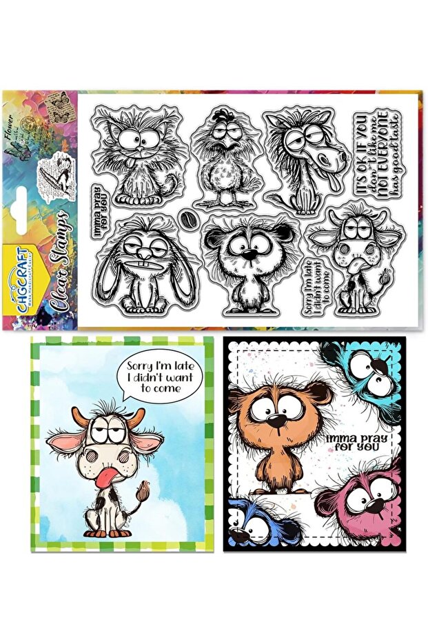 AECH09-05634 Crazy Fun Animal Clear Stamp Transparent Handicraft Stamps for DIY Scrapbooking Photo A