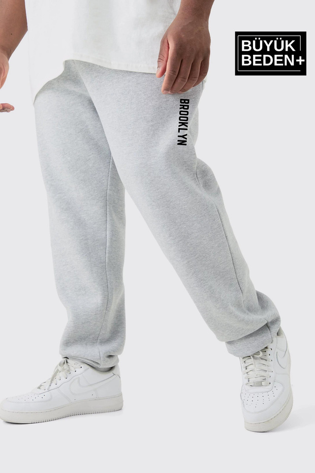 Men's Plus Size Brooklyn Printed Slim Sweatpants with Elastic Legs Spr25Ea53