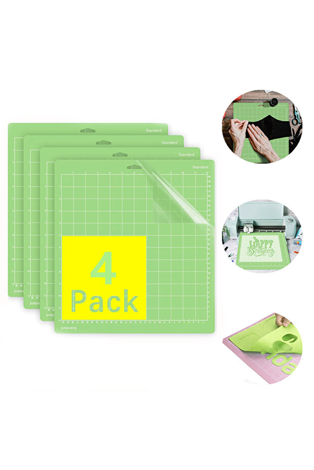حصيرة قطع ذات قبضة قياسية رباعية لأجهزة Cricut، عبوة من 4 قطع 12×12