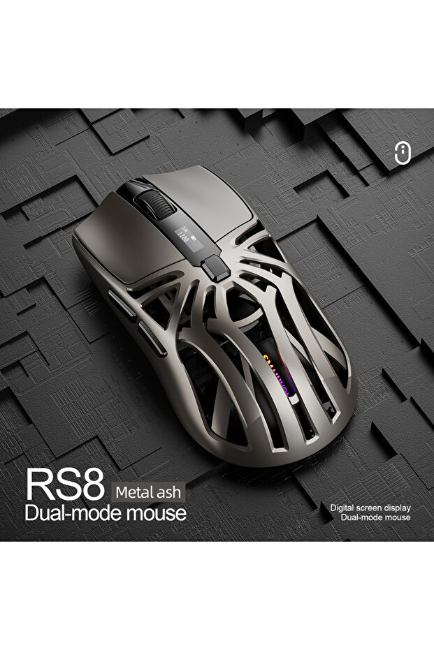 ماوس SMAILWOLF RS8 1000Hz Bluetooth باللون الرمادي، بدقة 10000 نقطة في البوصة، اتصال بثلاثة أوضاع، ماكرو خفيف الوزن - 1