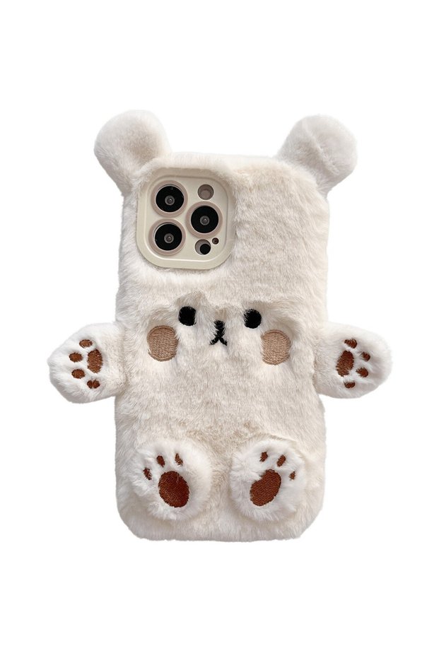 Flippy Protective Case, for Apple iPhone 14 Pro Max, Fluffy Bear Pattern Shockproof White