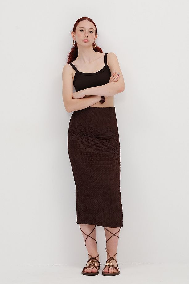 Dokulu Midi Etek E0575 - 1