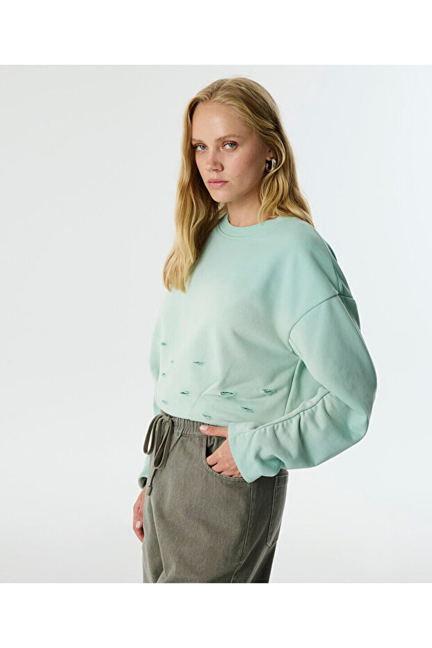 ESKİTME EFEKTLİ SWEATSHIRT - 2