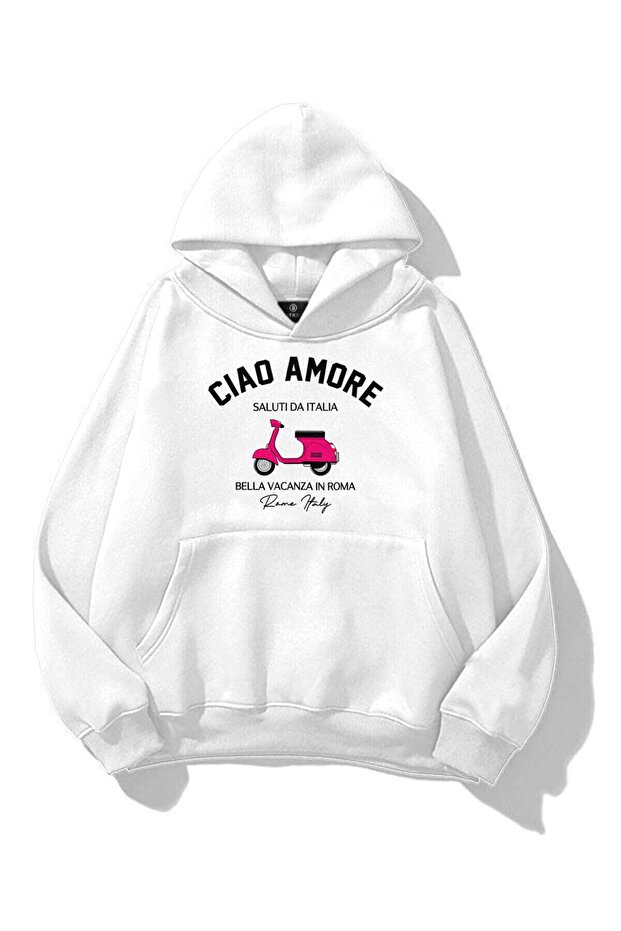 سويت شيرت Ciao Amore نسائي باللون الأبيض
