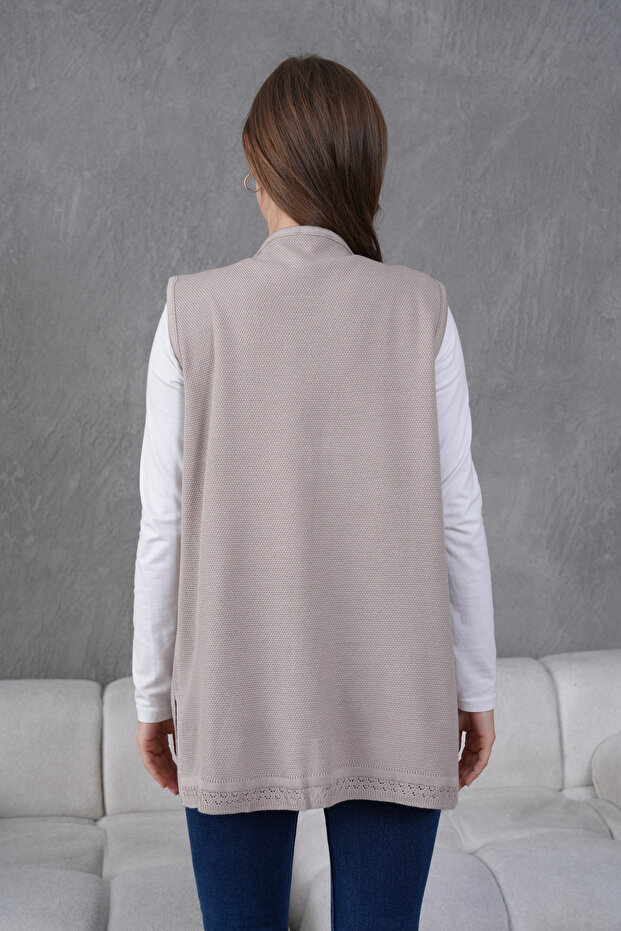 Triko Ajurlu Merserize Yelek - 3