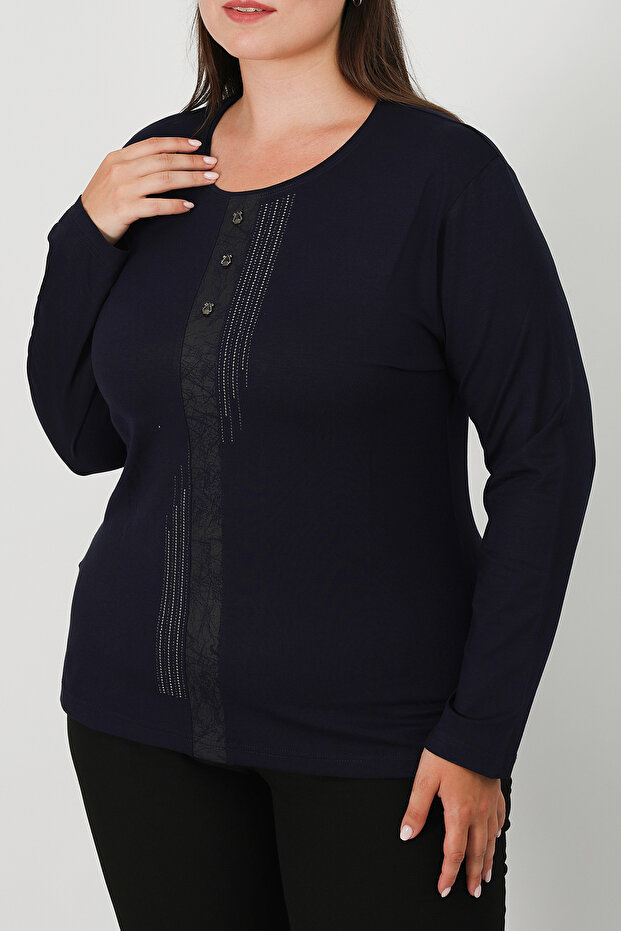 بلوزة من القطن الممشط بطبعة حجرية - 3