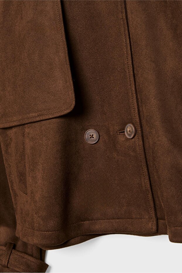 Suni Süet Kısa Trençkot - 8