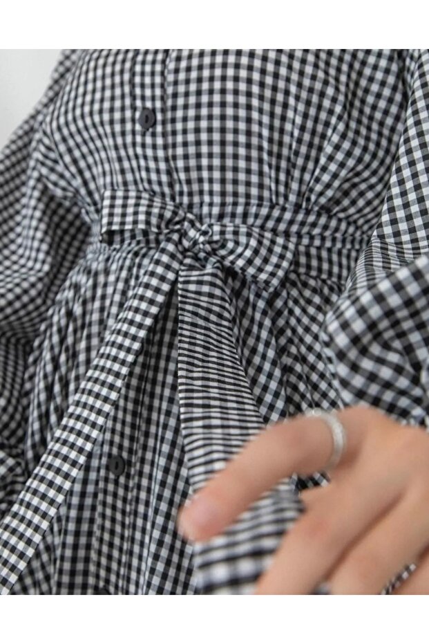 Gingham Pattern Hijab Dress - 2