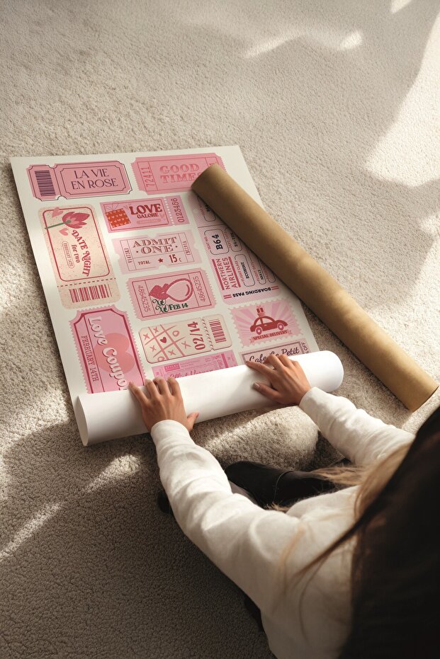 Siyah Tablo Seti, 3 Adet Siyah Çerçeveli Poster Preppy Model No:300893, Pembe Duvar Dekoru - 7