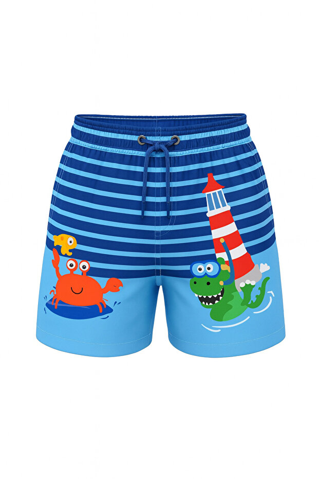 Boy's Pattern Printed Waist Lace Shorts Swimwear Mesh Full / Regular Fit Parachute Fabric
