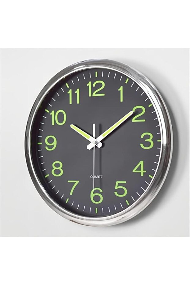 12 Inches Night Light Wall Clocks-with Silent Non-Ticking Glowing Function-Big Solid Numbers Easy to Read Both Day and Night (Black) (Black),WallClocks12