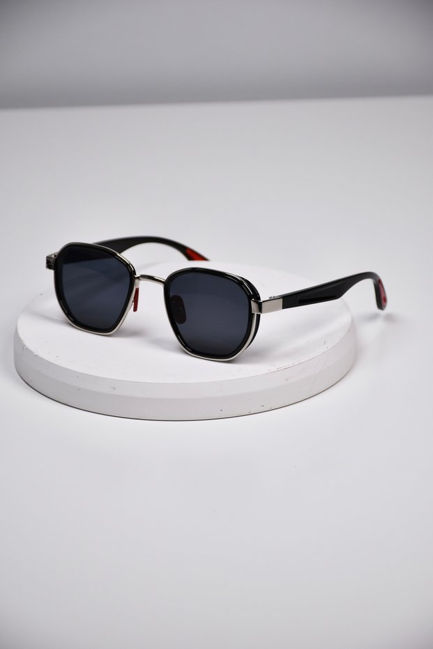 Rune Men's Uv400 Protected Square Pentagonal Bone Steel Stainless Anti-Tarnish Metal Sunglasses