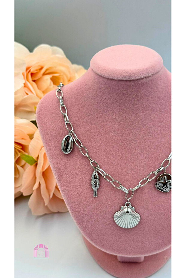 Çelik Charm Silver Kolye - 4