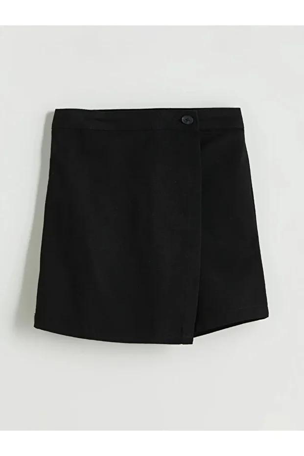 LCW Kids Siyah Basic Gabardin Kız Çocuk Şort Etek - 1