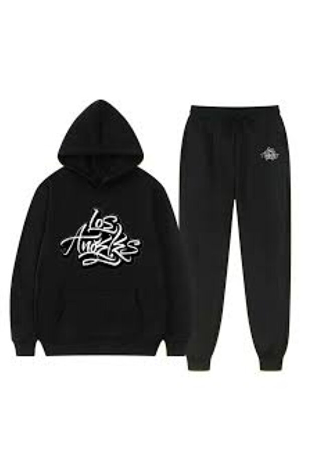 - Tracksuit Set, Hooded Sweatshirt, Sweatpants Set with Great Pattern