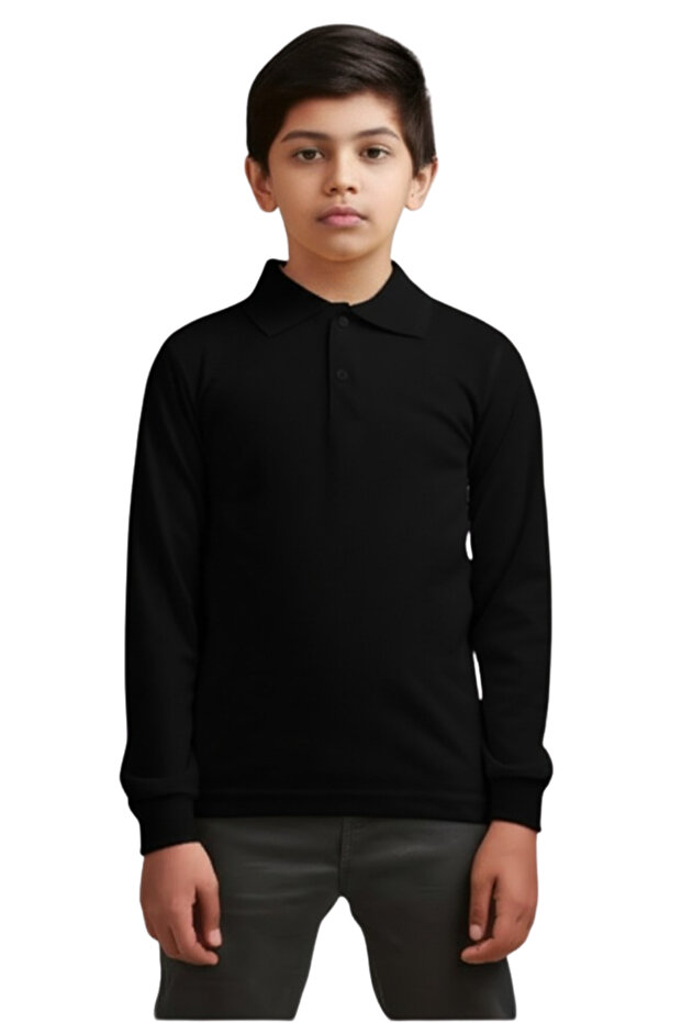 Children's Polo Neck School T-Shirt Long Sleeve Fabric Button Vr.Ok.183.Y01