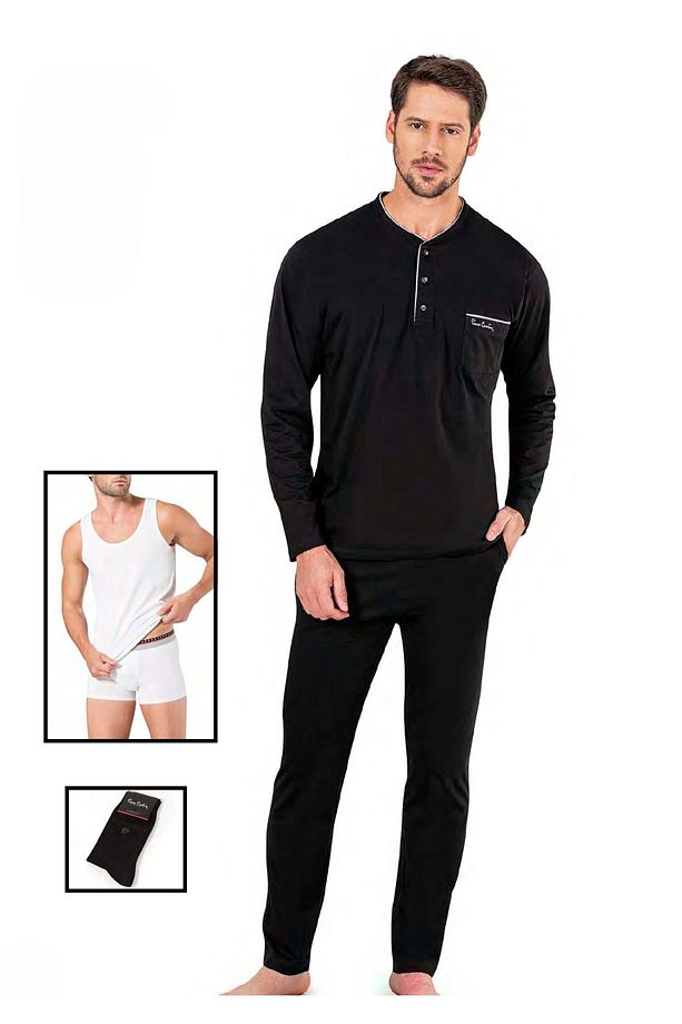 Pamuklu Pijama Takımı-Boxer-Atlet-Çorap 4'lü Kutulu Damat Çeyiz Seti Q2.U.0O.K0K.A0P.C - 1