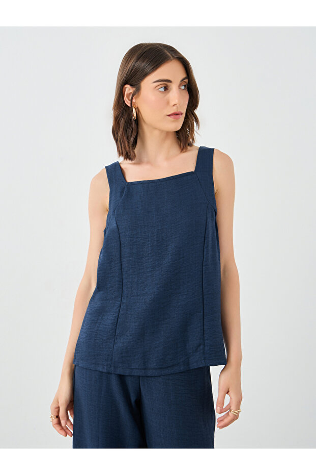 Solid Square Neck Top and Pants Co-Ords - 2