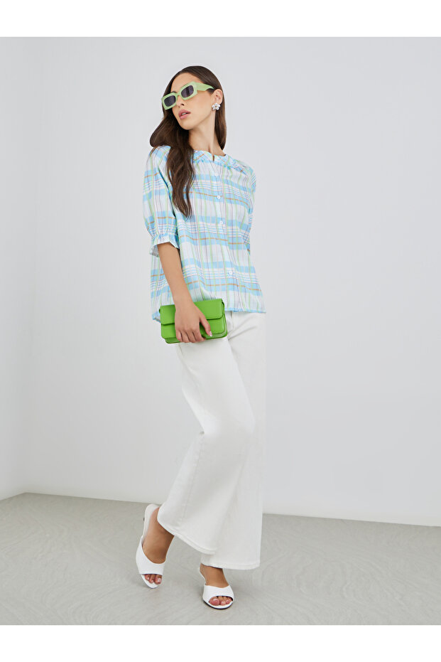 قميص بقصّة عادية وأزرار ونقشة منقوش - 2