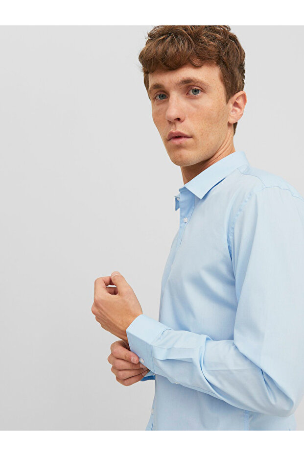 قميص سليم فيت سادة مع أزرار - 2