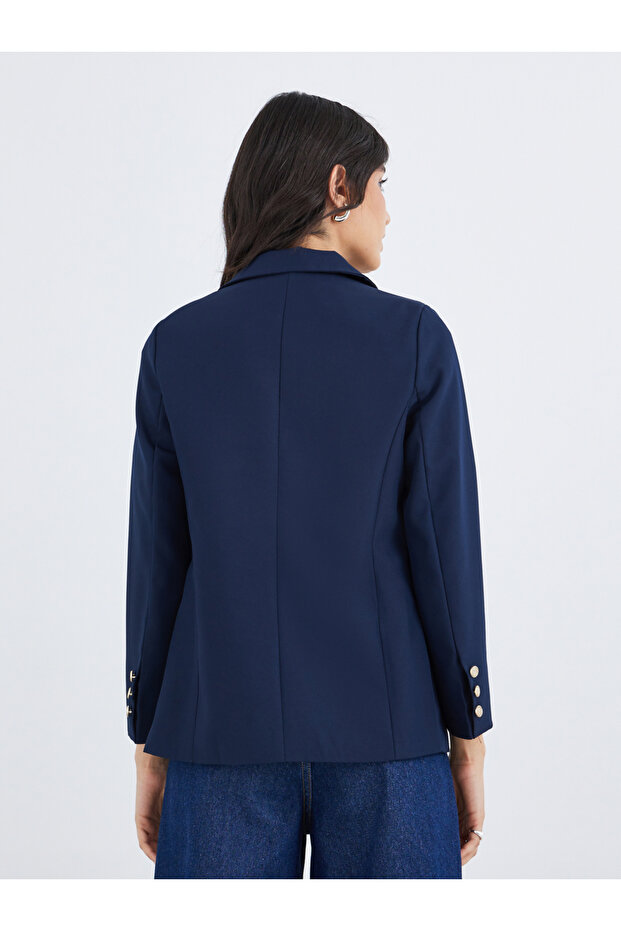 Patchwork Detail Notch Lapel Regular Fit Blazer - 4