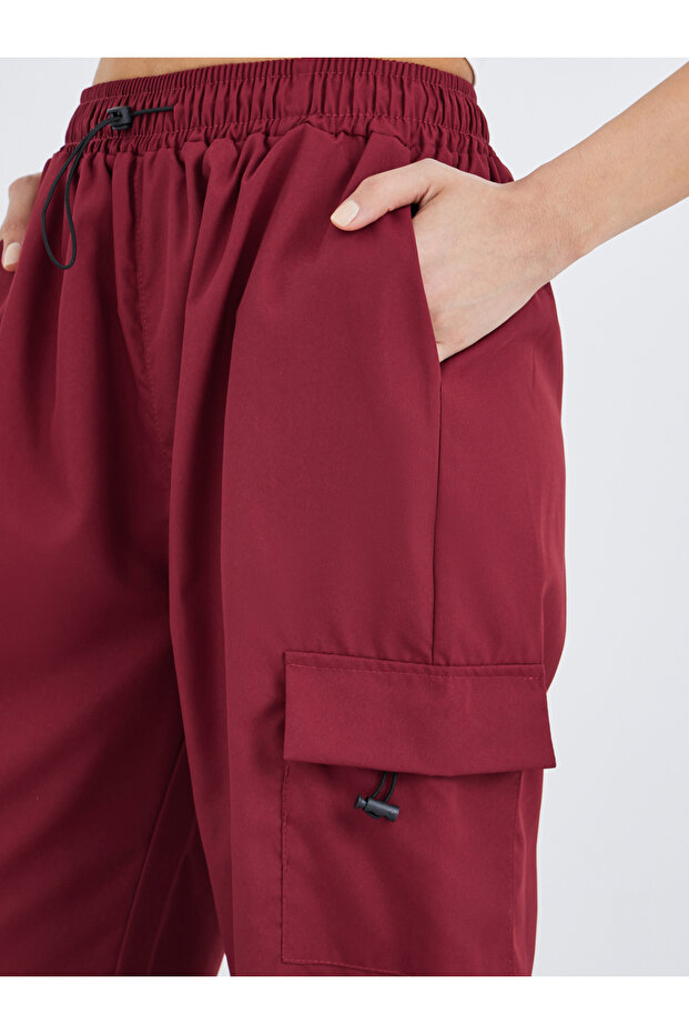 بنطال كارجو سادة برباط على الخصر - 3