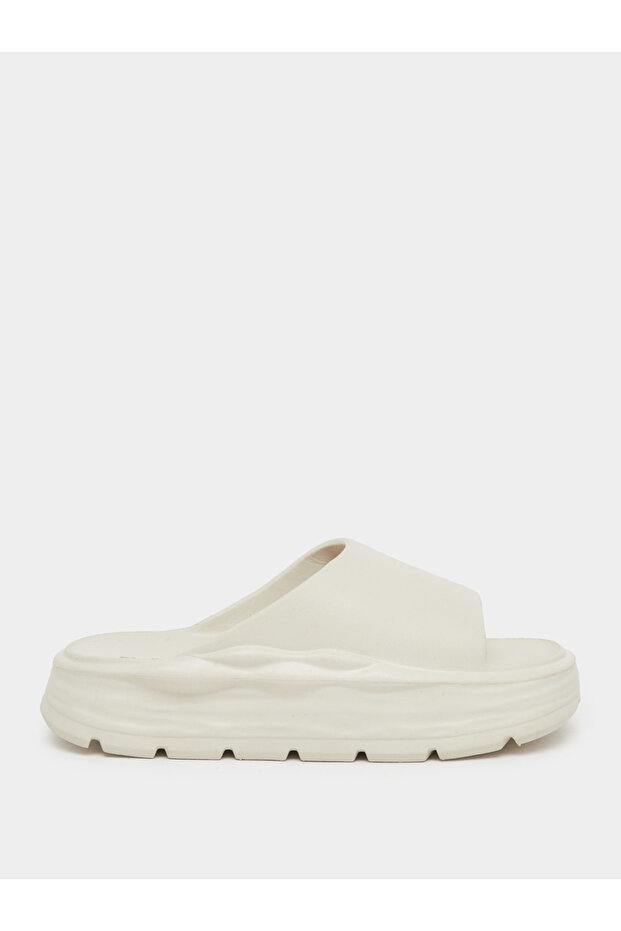 Women Beige Basic Flatform Slides - 1