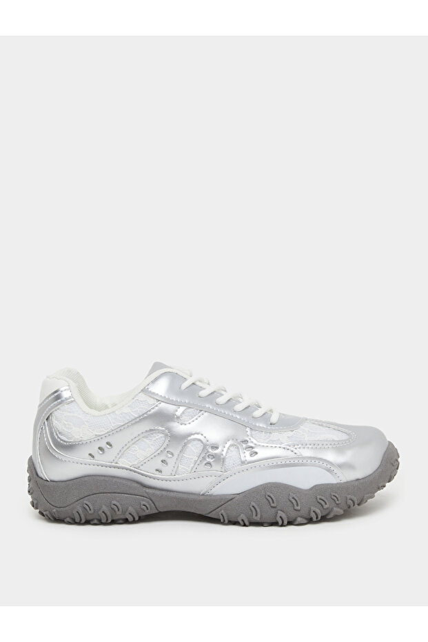Metallic Spike Sole Lace Up Sneakers